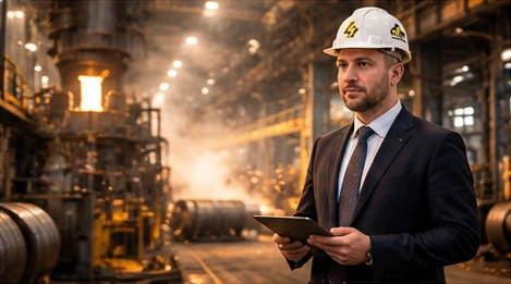 Oilsan General Manager Atilla Başkaya on a site visit at a steel plant